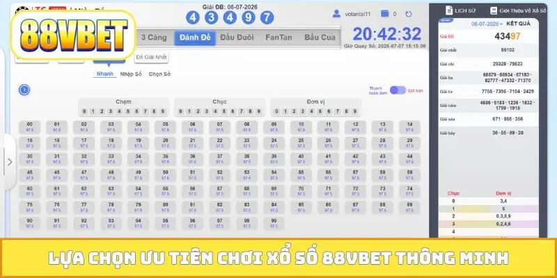 Lựa chọn ưu tiên chơi xổ số 88VBET thông minh